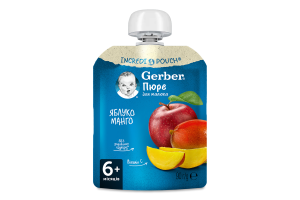 Пюре фруктовое для детей от 6мес пастеризованное витаминизированное Яблоко-манго Gerber д/п 90г