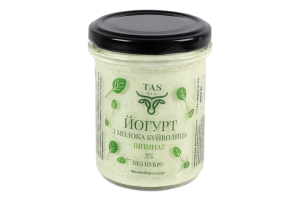 Йогурт 3% з молока буйволиць без цукру Шпинат TASbio с/б 180г