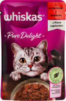 Корм консервований повнораціонний для дорослих котів З яловичиною в желе Справжня насолода Whiskas д/п 85г