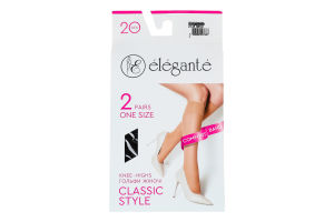 Гольфы женские Elegante Classic style 20den 23-25 nero 2пары