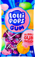 Карамель леденцовая со вкусом Кола с жевательной резинкой Lollipops gum Roshen м/у 920г