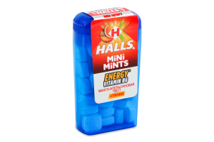 Цукерки з вітаміном B6 та екстрактом гуарани без цукру Манго-апельсиновий твіст Energy Mini Mints Halls п/у 12.5г