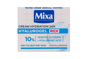 Крем увлажняющий для сухой и очень сухой чувствительной кожи лица Hyalurogel Rich Mixa 50мл