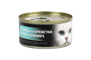 Корм д/котів з тунецем та креветками 85г ж/б ЕнімАлл