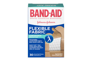 Band-Aid Brand Adhesive Bandages Flexible Fabric Assorted Sizes - 30 CT