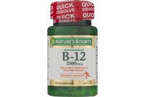 Nature's Bounty B-12 2500mcg Quick Dissolve Tablets - 75 CT