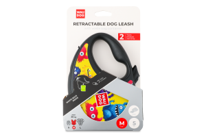 Повідець-рулетка д/собак до 20кг R-leash з контейнером д/пакетів Мохнаті монстри світловідбиваюча стрічка р.M 5м WauDog