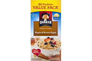 Quaker Instant Oatmeal Maple & Brown Sugar - 20 CT