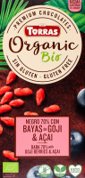 Шоколад Organic Bio чорний з ягодами годжі та асаї 100г Torras