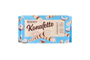 Трубочки вафельные с кокосовой начинкой Konafetto Roshen м/у 140г