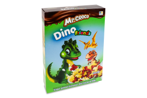 Завтраки сухие глазированные сахарной глазурью с какао и молоком Динозаврики Микс Mr. Croco к/у 220г