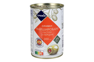 Оливки Премія зелені фаршировані перцем