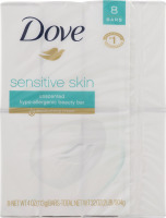 Dove Sensitive Skin Hypo-Allergenic Beauty Bar Unscented - 8 CT