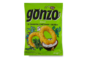 Кільця кукурудзяні зі смаком сметани і зелені Gonzo м/у 40г