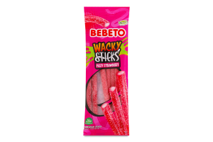 Конфеты жевательные Клубника Кислые палочки Bebeto м/у 75г