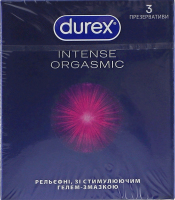 Презервативы латексные рельефные со стимулирующим гелем-смазкой Intense orgasmic Durex 3шт