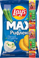 Чипси картопляні Сметана та цибуля Рифлені Max Lay's м/у 95г