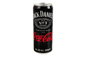 Напій слабоалкогольний 330мл 5% сильногазований Tennessee Whiskey Jack Daniel's&Coca-Cola з/б