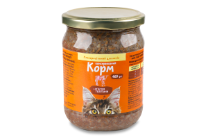 Корм консервированный полнорационный для взрослых котов с мясом телятины ФОП Гуменний В. М. с/б 460г