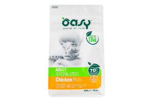 Корм сухий для дорослих стерилізованих котів з куркою Oasy м/у 300г