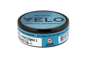 Подушечки никотиносодержащие бестабачные с подсластителями Velo Интенсивный Freezing peppermint 20х0.7г