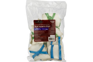 Champion Breed Green & Blue Dual Square Chips For Small To Medium Dogs Rawhide Treats