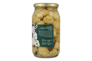 Шампіньйони мариновані з цибулею Novus с/б 420г