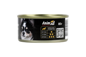 Корм консервований для дорослих собак Качка з куркою AnimAll з/б 85г