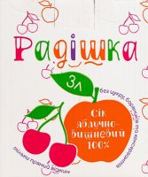 Сок прямого отжима неосветленный пастеризованный яблочно-вишневый Радішка к/у 3л