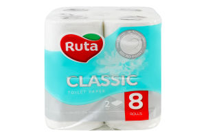 Бумага туалетная 2-х слойная 150 листов Classic Ruta 8шт