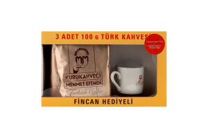 Кофе молотый турецкий + кофейная чашка в подарок Kurukahveci Mehmet Efendi к/у 3х100г