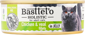 Корм д/котів Курка з телятиною в желе 85г ж/б Basttet"o Holistic