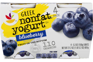 Ahold Greek Nonfat Yogurt Blueberry - 4 CT