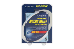 CareOne Mucus Relief Cold, Flu & Sore Throat Maximum Strength Caplets - 20 CT