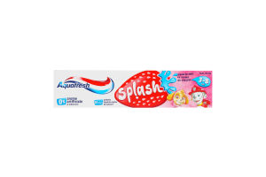 Паста зубная для детей 3-8лет с фтором клубничный вкус Splash Aquafresh 50мл