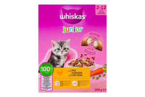 Корм сухой полнорационный для котят с курицей Junior Whiskas к/у 300г