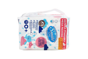 Серветки дитячі вологі гіпоалергенні з рисовим молочком Baby Smile 3x56шт