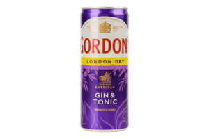 Напій слабоалкогольний 0.25л 6.4% газований з джином і тоніком London Dry Gin&Tonic Gordon's з/б