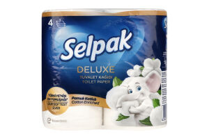 Бумага туалетная 3-х слойная Cotton Enriched Deluxe Selpak 4шт