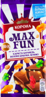 Шоколад молочний Іскриста карамель-желейні цукерки-печиво Max Fun Корона м/у 150г