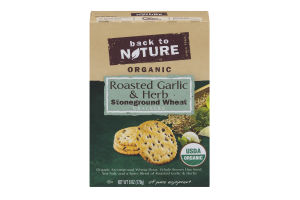 Back To Nature Organic Stoneground Wheat Crackers Roasted Garlic & Herb