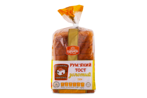Хлеб половинка в нарезке из пшеничной муки тостовый формовой Золотой Румяный тост Рум'янець м/у 350г