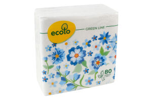 Салфетки бумажные однослойные 325х325мм Green line Ecolo 80шт