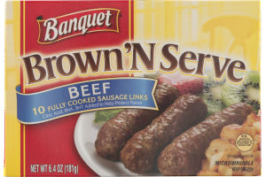 Banquet Brown 'N Serve Fully Cooked Beef Sausage Links - 10 CT