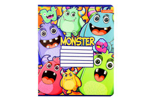 Зошит Монстрики лінія неон покриття УФ-лак 12аркушів Тетрада