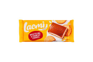 Шоколад молочний з молочною начинкою та печивом Lacmi Roshen м/у 100г