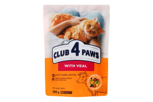 Корм сухий для дорослих котів з телятиною Premium Club 4 Paws д/п 300г