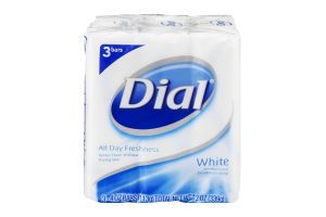 Dial All Day Freshness White Antibacterial Deodorant Soap - 3 CT