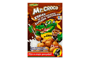 Сніданки сухі глазуровані цукровою глазур'ю зі згущеним вареним молоком Кульки Mr. Croco к/у 75г