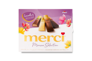 Набор конфет шоколадных ассорти с начинкой из мусса Mousse selection Merci к/у 140г